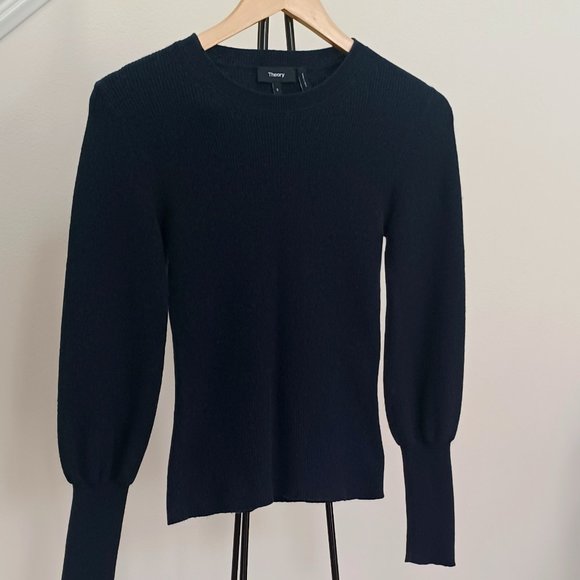 Theory Navy Cashmere Cotton Sweater - Picture 1 of 6
